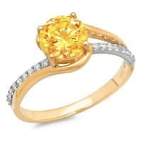 1.72ct okrugli rez žuti prirodni citrinski 18k bijelo žuto zlato graviranje izjava bridalna godišnjica