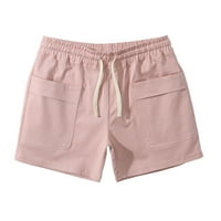 Ljetne gaćice za muškarce, muškarci čvrste pamučne hlače sa tri točke plivanja teretni sport elastični šarke za čipke u središtu lagane kratke ružičaste boje