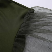 Modne žene o-vrat rukave mrežice ruhove casual mini haljina, vojska zelena