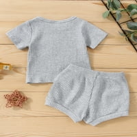 Fiomvi setovi za novorođene odjeće, rebrasti pletene majice kratkih rukava i kratka gaćica siva 12 mjeseci