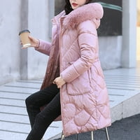 Miluxas Womens prevelizirani kaput plus veličina zazor ženska sjajna duga pamučna jakna sa kapuljačom s dugim rukavima ružičasta 12