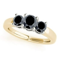 Mauli dragulji za angažovanje prstenova za žene 0. Karatni kamen dva tonska crna dijamantna prstena za enagentne prsten 14k žuto-bijelo zlato