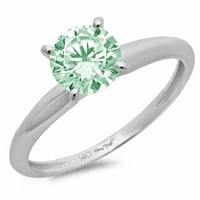 3CT okrugli rez zeleni simulirani dijamant 14k Bijelo zlato Graviranje Izjava bridalnih godišnjica Angažovanje