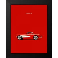 Rogan, Mark Black Moderni uokvireni muzej umjetnički print pod nazivom - Corvette Crvena