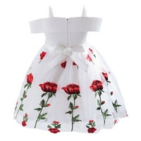 Honeeladyyyy Toddler Djevojke Princess Haljina Cvijeće Mesh Print Bow ruffles Rođendanske haljine Duge