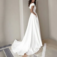 Dame bijeli V izrez Dugo haljina Večernja haljina Svečana haljina