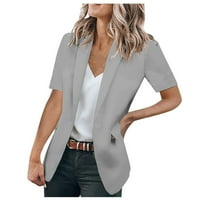 Ženska casual radna kancelarija Blazers kratki rukav Slim Fit Otvorena prednja košulja Jakna od pune