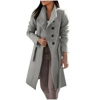 Olyvenn ženska jesen i zima topla rever vunena tweed dugačak kaput s tamnim obloženim kaputima s dugim