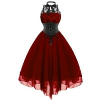 Meitianfacai elegantne haljine za žene Žene Modni gotički stil Seksi banket festival Haljina čipka Vintage haljina Šifonska haljina Ženska modna crvena haljina
