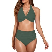 Ženski kupaći kostim seksi Split bikini prsa za kupanje dva kupaća košulje za žene zelena 2xl