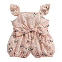 Binwwede Baby Girl's Romper, ruffle bez rukava ukras bez rukava Cvjetni ispisali jednu remen