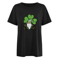 Gotyoou ženski povremeni okrugli vrat tiskani majica kratkih rukava St. Patrick's Patch majica crna m