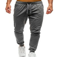 Muški ležerne duksere od čvrstih boja elastične struke debele hlače sa džepovima Fleece Winter pantalone Khaki 3xl