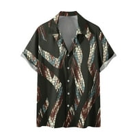 Havajske majice za muškarce Redovni fit etnički stil Print casual gumb down majica s kratkim rukavima, majica za mekani odmor, majice za odmor crna xxl