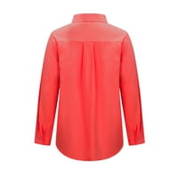 Dugme Swirts za žene Bluze s dugim rukavima Modni vrhovi Čvrsta jakna sa džepom labav fit poklopca UPS