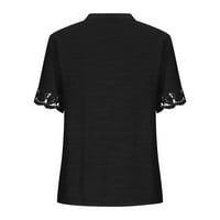 Žene Ljetna casual majica čipkasti patchwork V izrez za bluzu s kratkim rukavima Boho vrhovi dame izlaze