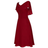 Haljine za čišćenje za žene s kratkim rukavima Solidna modna gležnjana duljina večernja haljina scoop haljina crvena s