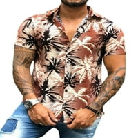 REJLUN muškarci vrhovi remel vrat majica cvjetni ispis majica casual bluza havajska dnevna nosi ljetne