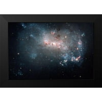 Crni moderni uokvireni muzej umjetnički print pod nazivom - zvjezdani vatromet ablaze u galaksiji NGC