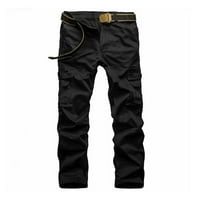 Njshnmn Men Taktičke hlače Teretne hlače Ležerne prilike za crtanje Jogger Sportske pantalone, crna,