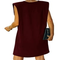 Pfysire ženske cvjetne tiskane kratke haljine haljine bez rukava haljina 01WINE crvena 2xl