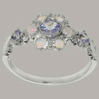 Britanci napravio je 9k bijeli zlatni prsten s prirodnim jarnim i opalnim ženskim rubnim prstenom - Opcije veličine - veličina 11.25