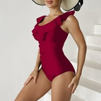 Tormeek ženski plus kupaći kostim ruffle u vrat podlozi jedno kupaće kostimi seksi rušeni monokini Tummy Control izrezavaju kupaći kostim kupaći kostim