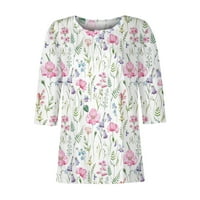Dame Ljetni vrhovi i bluze Stabilna odjeća Ženska moda Ležerne prilike za cvijeće s dugim rukavima Ispiši