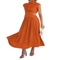 Y2K Ženska haljina za izručenje izreza Ljetna haljina od punog boja od punog boja dresa za zabavu A-line bez rukava na plaži