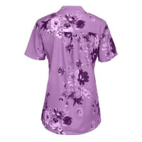 Ayolanni Dame Ljetni vrhovi i bluze Boho cvjetni print tunički košulje Dugme Down majica kratkih rukava