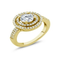 Gem Stone King 18K žuti pozlaćeni srebrni prsten zauvijek klasični krug 1.76CTTW Moissinite od Charles