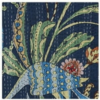 Vinsan International Handmade Kantha Quilts florl Print Vikendica Baket Bohemian Bed Cover Plava boja