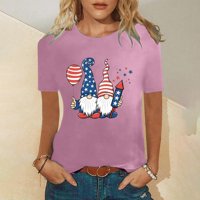 Sjedinjene Države Patriotske žene Amerika Majica Seksi gradijent neovisnost Print Top okrugli vrat Kratki rukav ružičasti m