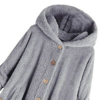 Ženski zaminjeni plišani kaput kaput zimski šerpa jakna s džepovima s tipkama za džepove dolje Fuzzy