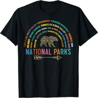 Nacionalni parkovi USA Lista reč Cloud Bear Camping & Phicking Women Majica Crna 4x-velika