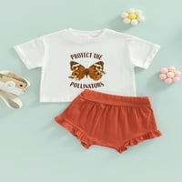 TheFound Newborn Baby Girls odjeća kratki rukav leptir majica TOP RUFFLE HLAČE HLAČE Odjeća za dojenčad
