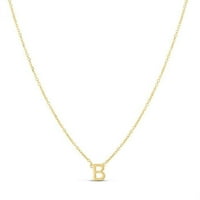 14K Čvrsto žuto zlato mini početno b ogrlica B sa opružnim zatvaračem, privjeskom sa slovom B, lanac