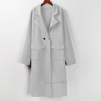 Huaai Blazers za žene Business Ležerne prilike Debeli modni kaput dugim kaputama za žene Blazer jakne za žene Sivi 3XL