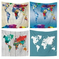 Karta Carlendana World Watercolor Sažetak Karta Kopize za tapiserija Viseća mapa tapiserija za dnevni