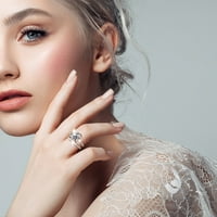 Srebrni prstenovi za žene Square Silver Cubic cirkonij Bridal Rhinestone Angažman prsten Full Diamond