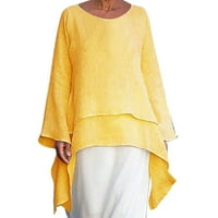 Ženska moda plus veličina Nepravilna ležerna posteljina dugih rukava Bluza za bluze Osnove majice Žene