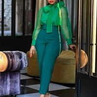 Ketyyh-CHN radne pantalone za ženske ležerne hlače sa širokim nogama sa džepovima za žene zelene boje,