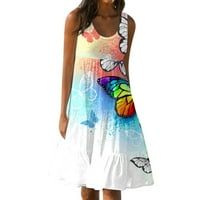 Ženska haljina Ležerne prilike ležera Print plaža suknja Sundress, Bijela, XL