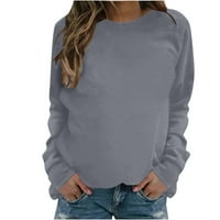 Fanxing ženska dugim rukavima dugim rukavima Solid Boja bejzbol pulover bluza Labavi tunik bluza s, m, l, xl, xxl