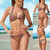 Modne žene Print Bikini Split kupaći kostim povremeni etnički set kupaćih kostima