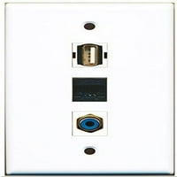 Riteav - Port RCA Blue i Port USB A-A i Port CAT5E Ethernet crna zidna ploča