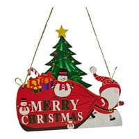 Božićno drvo obojeno crtanje privjesno drveni privjesak zvono Xmas ukrasi