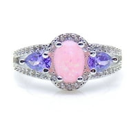 Chelsey prsten ružičasti ovalni oblik vatre Opal Purple CZ Womens Ginger Lyne Collection