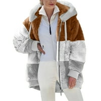 Fleece jakna za žene, tople zimske modne labave kapute zimski patentni zatvarač dugih rukava s džepom