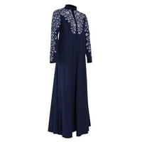 Ženska plus veličina haljina muslimanska haljina kaftana arapska džipska haljina za šivanje čipke Abaya Islamska čipka plave s